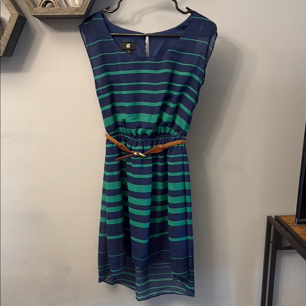 Striped Blue and Green Dress, size XS